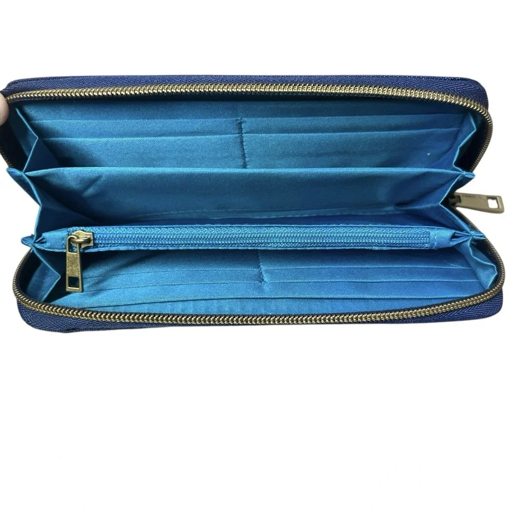 Travelon RFID Blocking Wristlet Wallet Navy‎ Blue  Zip Around Clutch NEW